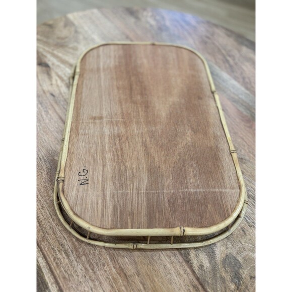 Set (10) Vintage Bamboo Trays Woven Rattan Wicker Boho Tiki Bar Party Serving - Picture 3 of 4